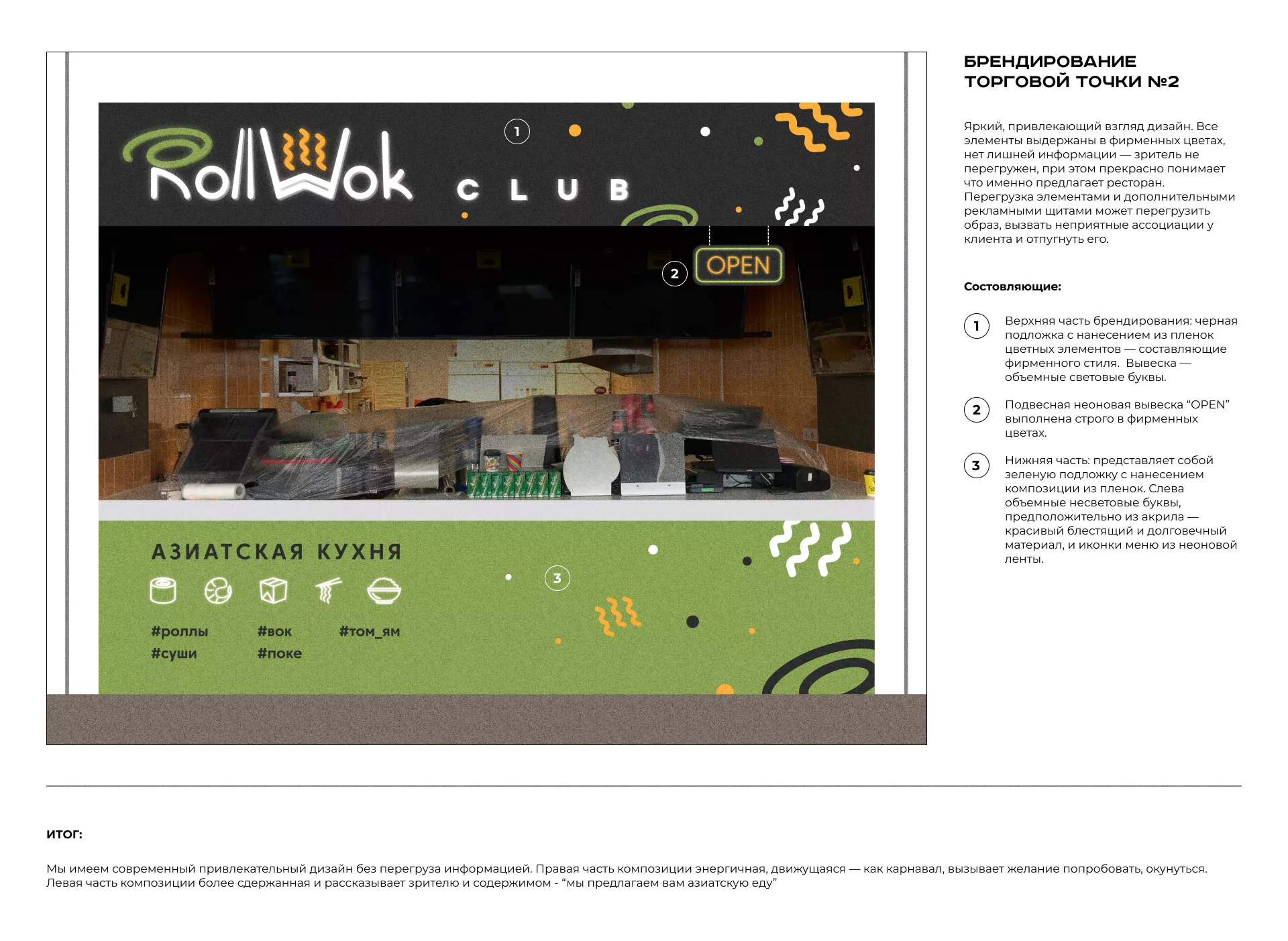 Брендирование торговых точек суши-бара «Roll Wok Club» в Магнитогорске