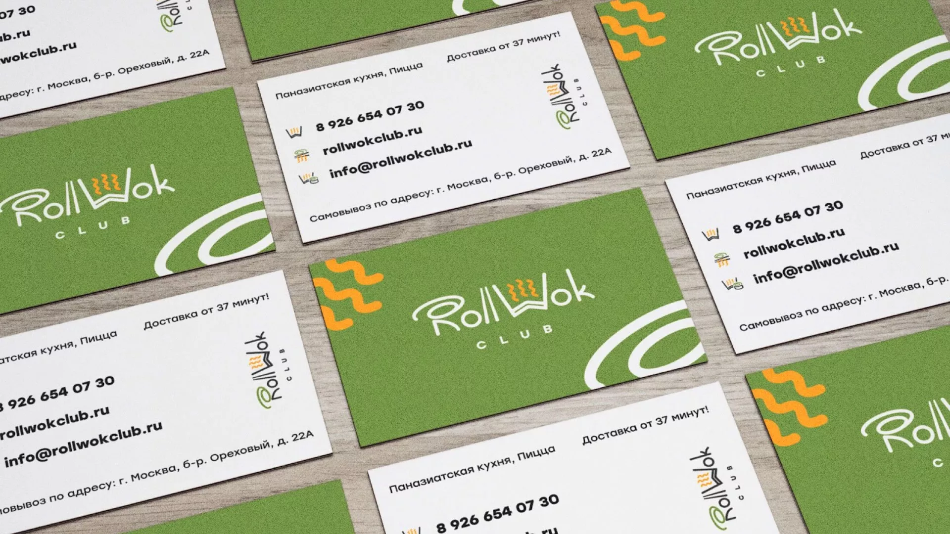 Разработка дизайна визиток суши-бара «Roll Wok Club» в Магнитогорске